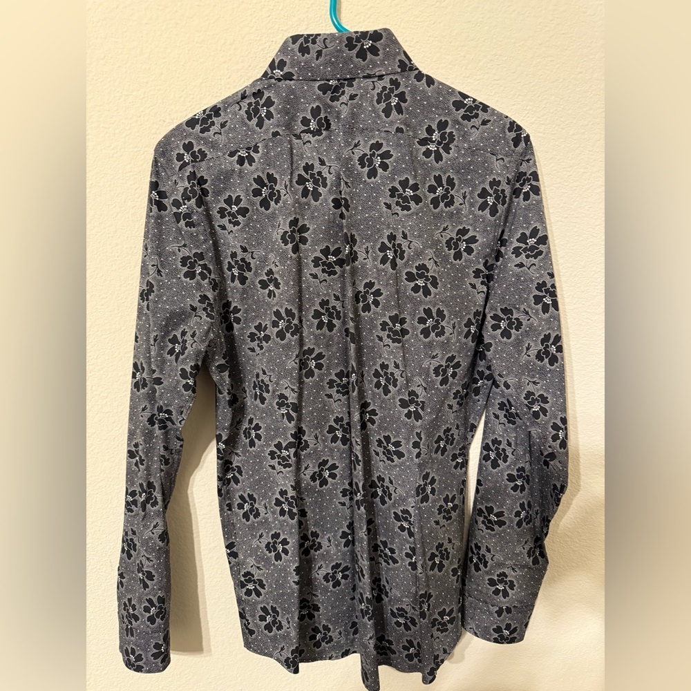 Express Extra Slim Black white Floral Dress Shirt - Picture 4 of 4